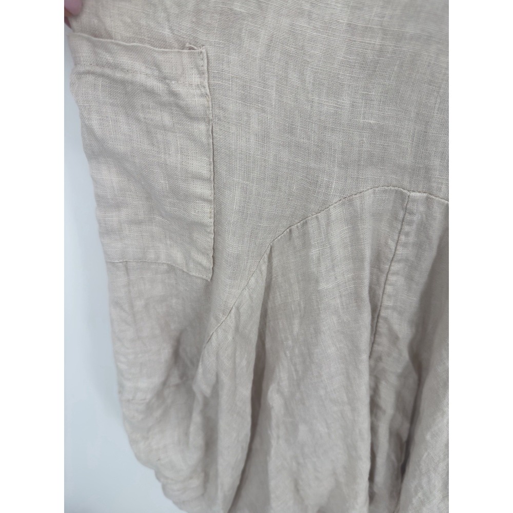 Gigi Moda Linen Rosalia Lagenlook Natural Midi Dress Pockets Sleeveless XS S - Picture 4 of 6